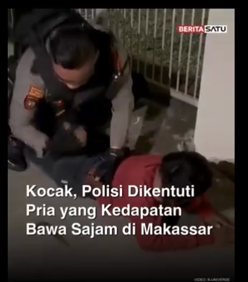 Kocak Polisi Dikentuti Pria Kedapatan Bawa Sajam Di Makassar