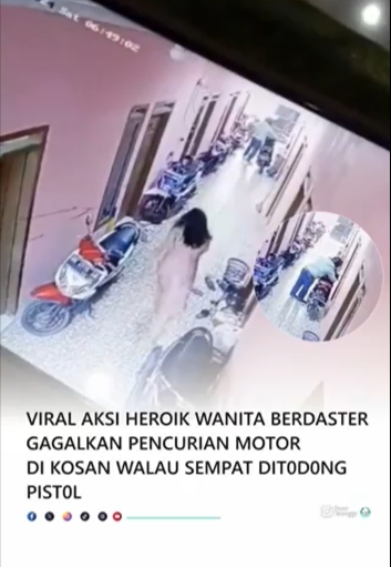 Viral Aksi Heroik Wanita Berdaster Gagalkan Pencurian Motor Meski Ditodong Pistol