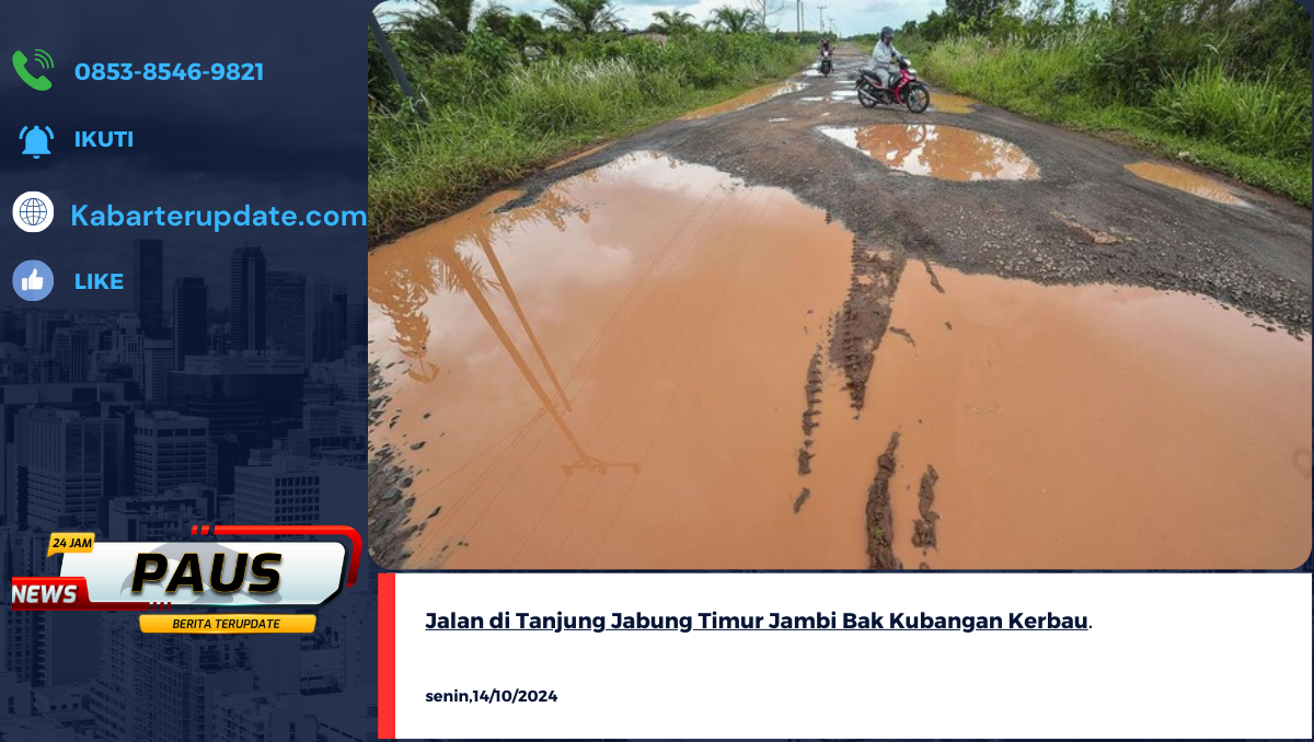 Jalan di Tanjung Jabung Timur Jambi Bak Kubangan Kerbau