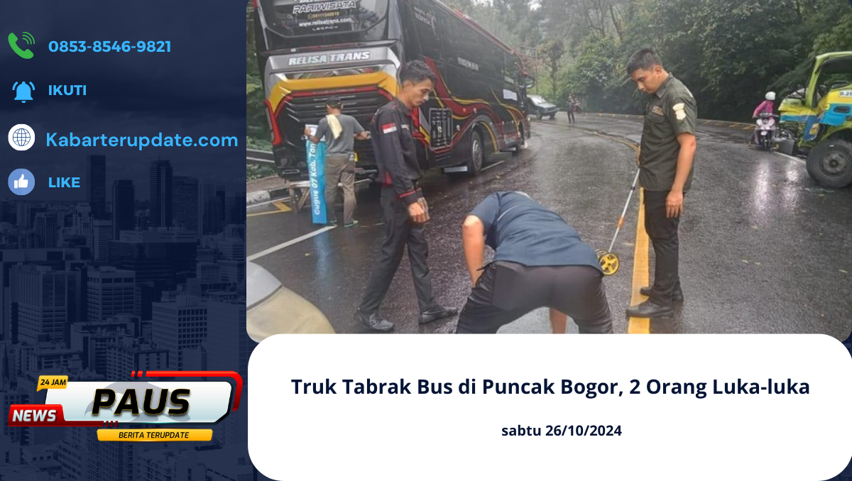 Truk Tabrak Bus di Puncak Bogor, 2 Orang Luka-luka