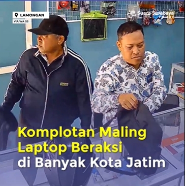 VIRAL!! Komplotan Maling Laptop di Jawa Timur Terekam CCTV