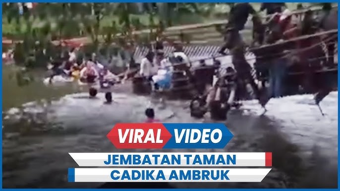 Viral! Jembatan Ambruk di Taman Cadika, Puluhan Pengunjung Tercebur