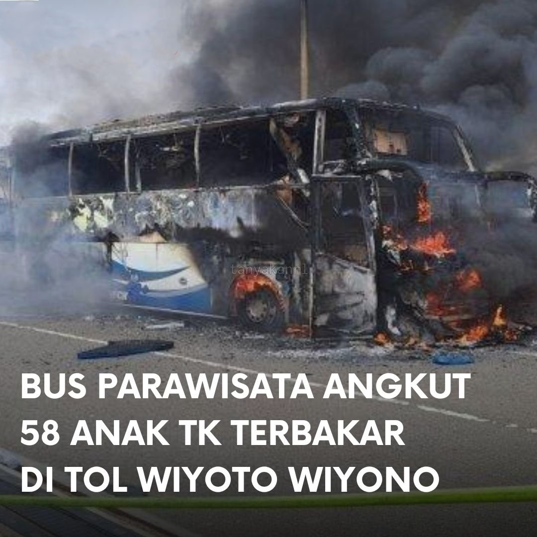 Viral! Bus Pariwisata Terbakar di Tol Wiyoto Wiyono