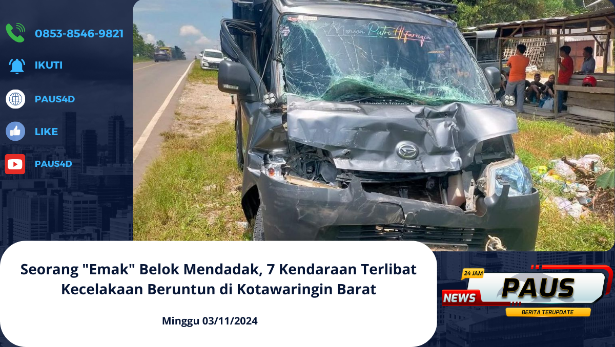 Seorang Emak” Belok Mendadak, 7 Kendaraan Terlibat Kecelakaan Beruntun di Kotawaringin Barat