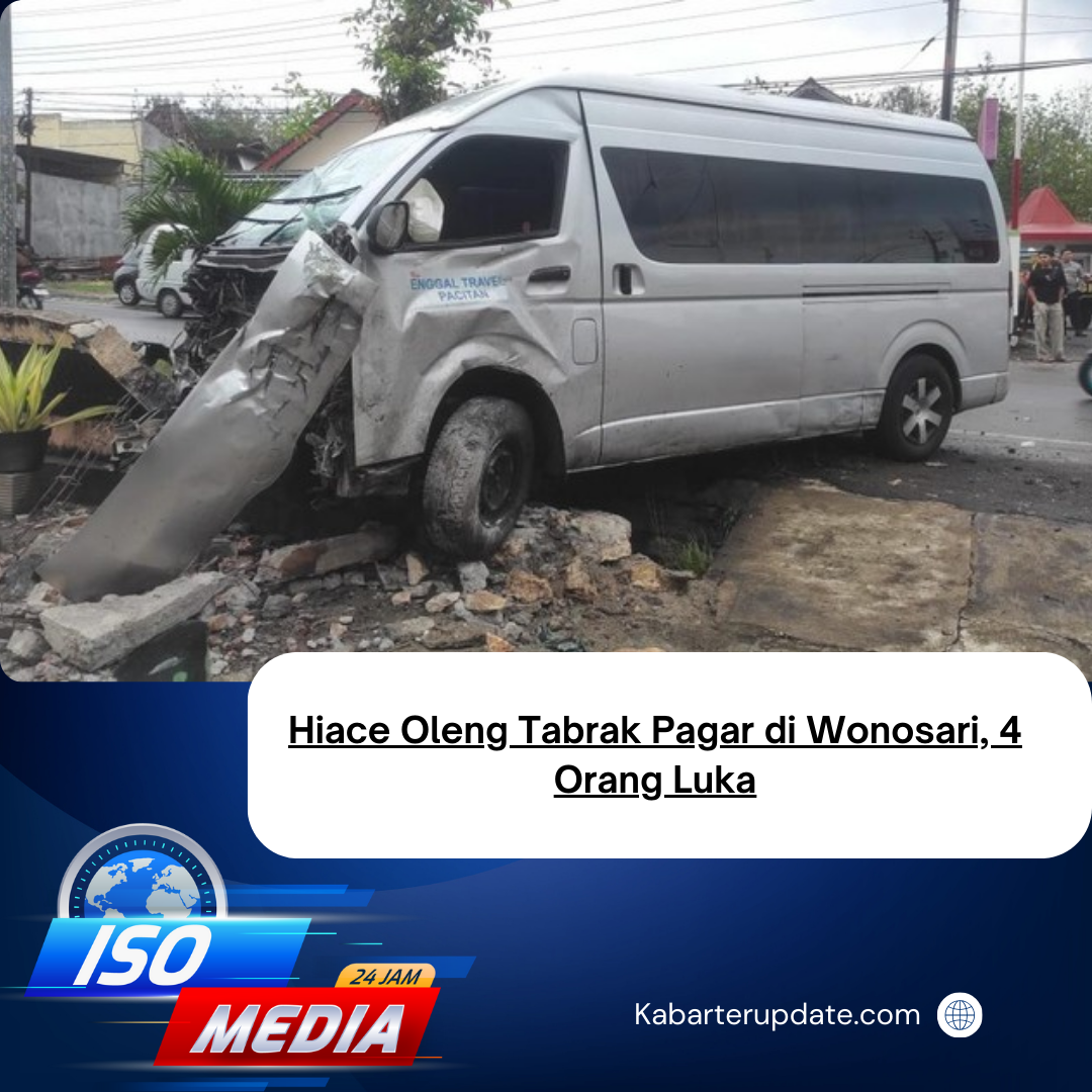 Hiace Oleng Tabrak Pagar di Wonosari, 4 Orang Luka