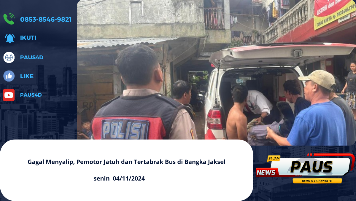 Gagal Menyalip, Pemotor Jatuh dan Tertabrak Bus di Bangka Jaksel